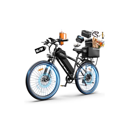 Electric Bike for Adults, 26" Mountain Ebike, 48V 10Ah Removable Battery, 45 Miles PAS Range, 20 MPH, Adjustable Lockout Suspension Fork, Detachable Rear Rack, LCD Display, 7-Speed E Bike image 1