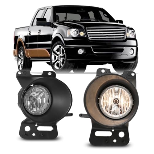 I1MOTOR Fog Lights Compatible with 2006-2008 Ford F-150 and 2006-2008 Lincoln Mark LT Fog Lamp Assembly with H10 12V/42W Bulbs Driver and Passenger Side Clear Lens
