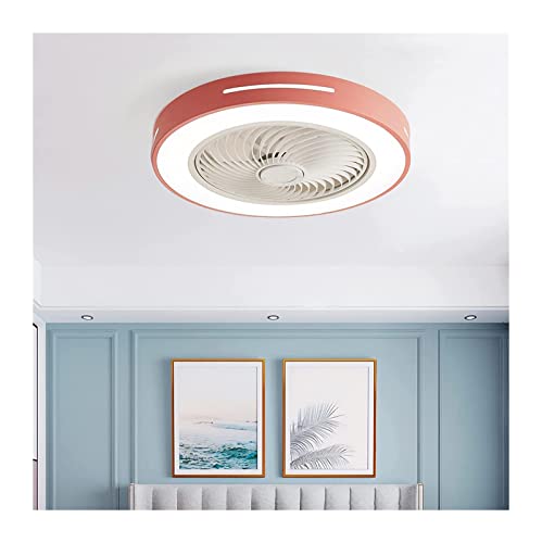 Deckenventilator mit Licht Fernbedienung/LED Deckenleuchte mit Ventilator Dimmbar Leise Deckenlampe mit Ventilator für Schlafzimmer (Farbe : Rosa) Cover