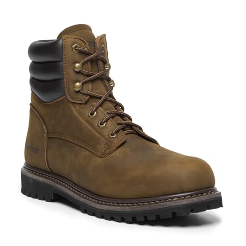 Image of Men's 6 inch Leather Steel Toe Work Boots, Slip & Oil Resistant