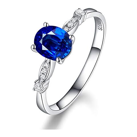YCGEMS 18K White Gold Genuine Sapphire and Diamond Wedding Eternity Band Ring Cover