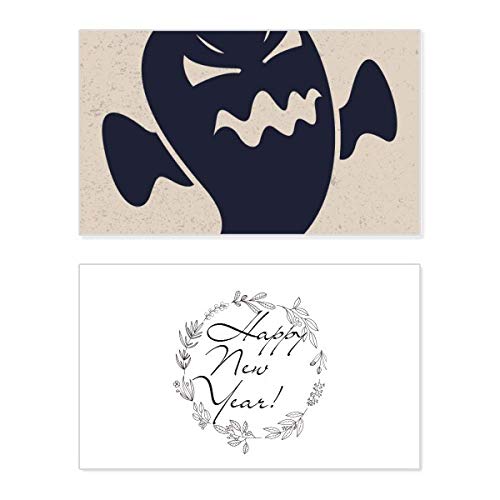 Tarjeta de Año Nuevo con fantasmas de Halloween y mensaje de bendición conmemorativa