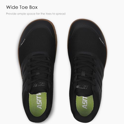 ASITVO Wide Men's Barefoot Zero Drop Sole Minimalist Width Toe Box Walking Shoes Sneakers Size 12 TPU No-Sew Upper Cross-Trainer Roat Running Shoes Black Oxford 46 by ASITVO - Used condition - Image 3