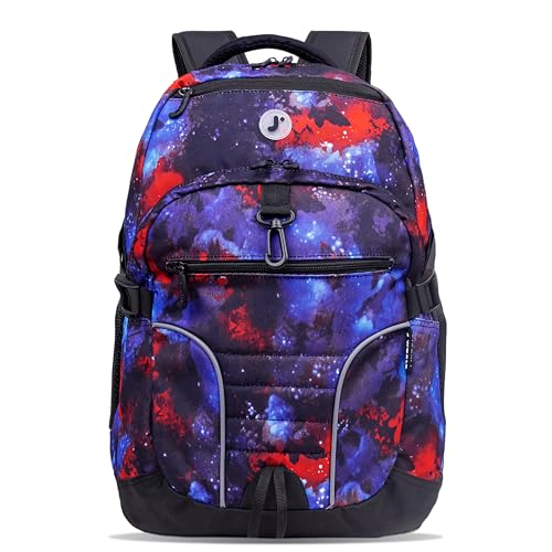 Image of J World New York Atom Laptop Backpack - Ergonomic Backpack for School with Air Mesh Padded Shoulder Straps - 600D Polyester Work Backpack for Men and Women - Stylish Design (GALAXY)