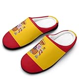 Pantuflas de algodón lavables con bandera de España para hombre, para interiores y exteriores, Estilo:, 9-10（42-43）