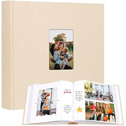 Photo Album 4x6 240 Photos with Writing Space, Linen Cover with Front Window, 240 Photos Horizontal and Vertical 4x6 Photo Album Book for Wedding Kids Travel Family Baby Pictures,Black