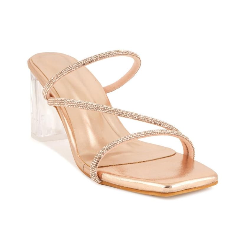 Stepee Casual & Stylish Sultan Open Toe Slip on Style Open Back Glass Pattern Block Heel Fashion Sandal for Women (B0CR3MRNT2) Amazon Price History, Amazon Price Tracker