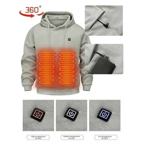 Heated Hoodie Pullover Sweatshirt for Women and Men - USB Electric Warm Jacket - Unisex3
