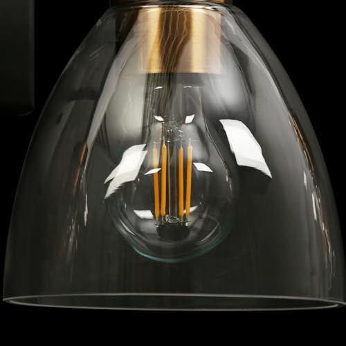 Image of KSANA Bathroom Light Fixtures, 4-Light Black and Plating Brass Vanity Lights for Bathroom, 32.3'' Large Modern Bathroom Lighting Lights Over Mirror with Clear Glass Shade