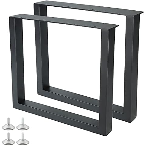 NATGAI 2PCS Black Cast Iron Furniture Legs | Rustic Decory Square Tube Table Legs Industrial Modern Metal Legs for DIY Dining Table Furniture Bench Coffee Table (Square Shape 16" H) Cover