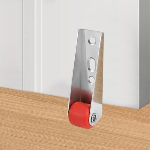 Rotella girevole per porta scorrevole, silenziosa ruota laterale per montaggio laterale, ruote lisce con viti per mobili, porte scorrevoli (4 pezzi rosso)