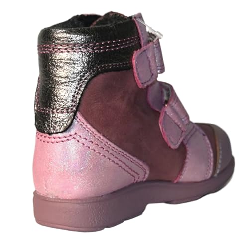 Girls’ Genuine Leather Orthopedic – Supportive, Corrective Kids Ankle Boots with Dual Adjustable Hook & Loop Straps, Pink Glitter with Unicorn Design2