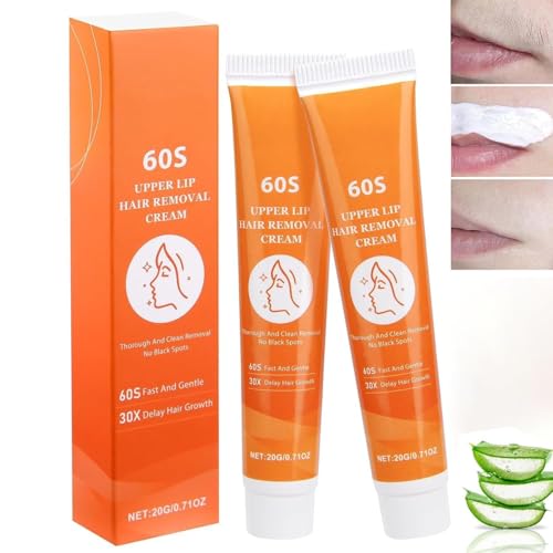 2Pcs Facial Hair Removal Cream,Upper Lip Hair Removal,Gentle Face Hair Remover for Women,Moisturizing Painless Hair Removal Cream,Delay Hair Growth,Smooth Skin for All Skin Types