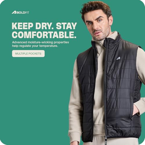 Image of Boldfit Jackets for Men Stylish Puffer Winter Jacket for Men Standard Length Jacket Man Half Sleeves Bomber Jackets for Man Winter Wear