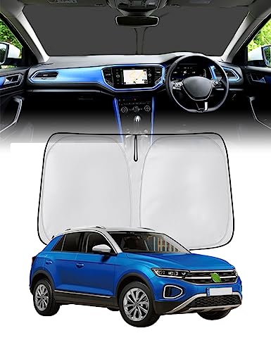 車用サンシェード 車種専用 フォルクスワーゲン T-Roc ティーロック SUV 2020年〜現行 カーサンシェード 車 フロント 遮光率99%&UVカット 折り畳み式 フロントサンシェード 内装パーツ アルミ箔層断熱 日焼け防止 劣化防止 使用簡単 収納