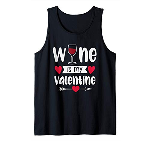 Wine Is My Valentine Cute Wine Lover Anti-Valentine's Day Camiseta sin Mangas