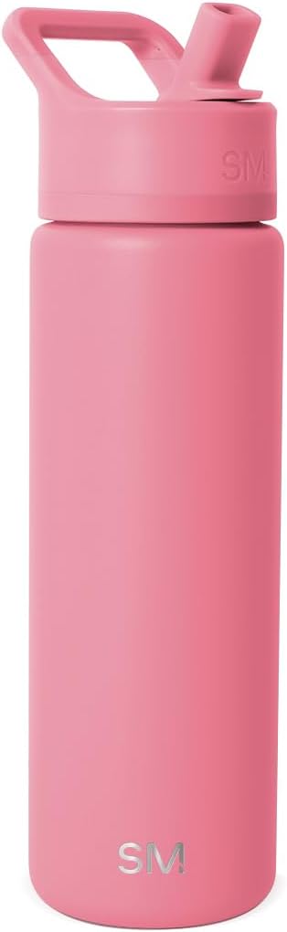 Simple Modern Water Bottle with Straw Lid | Vacuum Insulated Stainless Steel Metal | Reusable Leak Proof BPA-Free Cup for School | Summit Collection | 22oz, Velvet Pink
