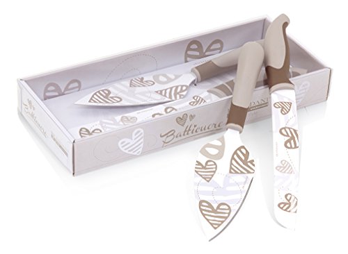 Brandani 55748, Pala e Coltello Dolce, Batticuore, in Acciaio Inox Antiaderente, con Manici in Plastica
