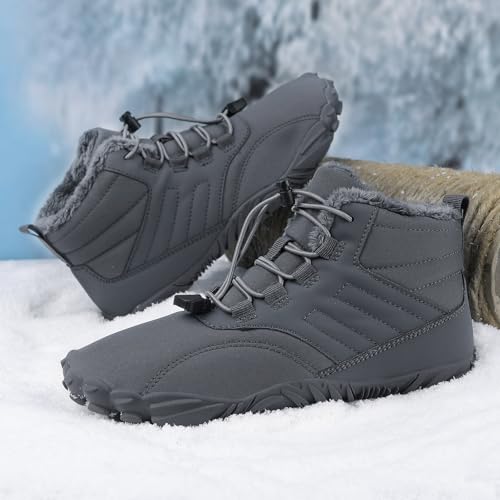 Barefoot Hiking Shoes Women Men Winter Warm Wide Toe Box Snow Boots Minimalist Zero Drop Outdoor Shoe Non Slip Soft Sole Sneakers Comfort Outdoor Ankle Booties Five Finger Sneakers Hike Walking Shoes3