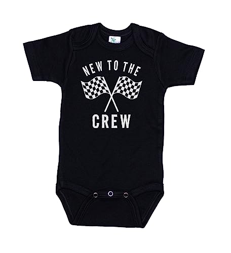 Image of Ebenezer Fire New To The Crew, Baby Announcement Onesie, Unisex Racing Bodysuit