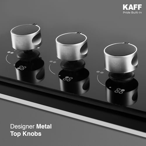 KAFF 3 Burner Cooktop for Kitchen | 71CM With Ignition | For Modern Kitchen | Ergonomic Knob |Tri-Pin Brass Burners| ISI Certified | Black | CTS713BAI - Image 5