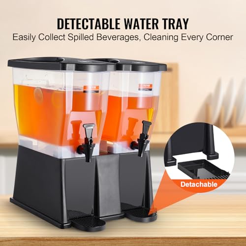 Image of VEVOR Beverage Dispenser, 3 Gallon x 2 Drink Dispensers for Parties, Plastic Juice Dispenser with Stand Spigot Lid, Iced Tea Lemonade Juice Water Dispenser, for Restaurants, Hotels, Parties