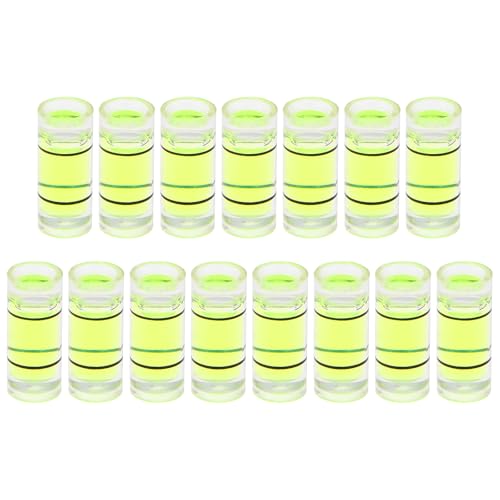 sourcing map 15pcs Small Cylindrical Bubble Level Vials 5x12mm PMMA Mini Horizontal Bubble Spirit Level Measuring Layout Tools for RV TV Picture Frame Hanging Tool Leveler