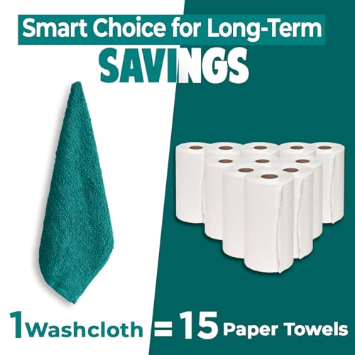 Image of DAN RIVER 24 Pack Wash Cloths for Showering [12x12] - 100% Cotton Washcloths Premium Quality Flannel Face Cloths for Bathroom, Highly Absorbent and Soft Feel Wash Clothes, Teal
