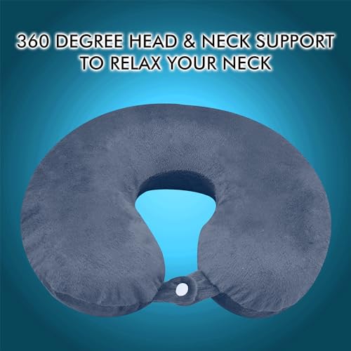 Image of Billebon Premium Neck Pillow Eye Mask Combo Airplane Travel Pillow with Comfortable Velvet Sleeping Eyemask Head Rest Pillow & 30 Years Warranty
