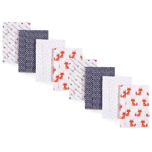 Image of Hudson Baby Cotton Poly Flannel Burp Cloths Multipack, Foxes 8-Pack, One Size