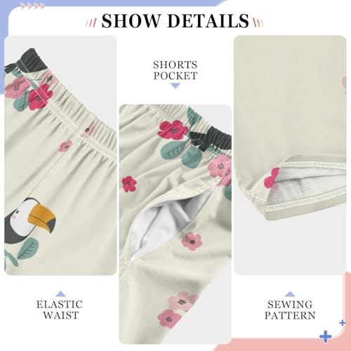 Cute Toucan Bird Boys Pants Boys Athletic Pants Long Pant for Boywith Pockets Wide-Leg Size 6-14Y4