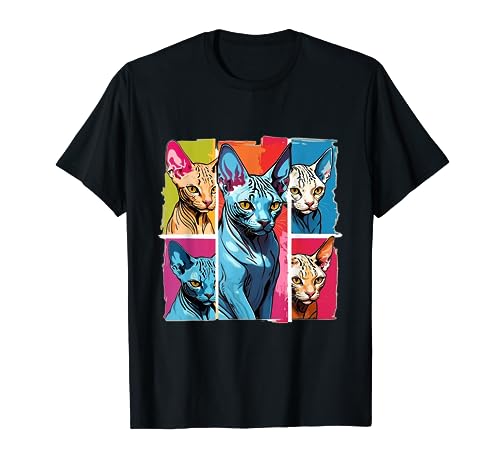 Sphynx Chat sans poils Pop Art drôle pour les amoureux des chats T-Shirt