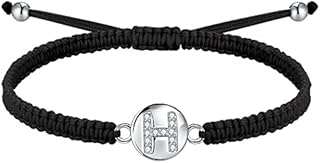 J.Endéar Handmade Bracelet with Initials Letter H for Women Girls 925 Sterling Silver Braided Filigree Chain Jewelry Adjustable