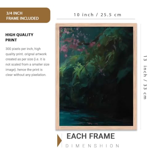 Image of kotart Abstract Nature Art Framed Paintings | Big Aesthetic Waterfall View Painting | Vastu Frames for Bedroom Living Room Wall Decor Set Of 3 (10X13 inch)