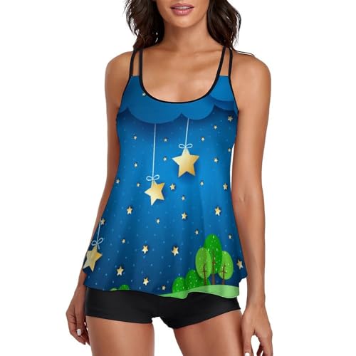 Maillot de bain tankini Lune Étoilée avec short de garçon et robe de plage