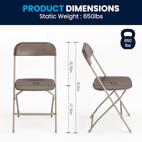 Image of Flash Furniture Hercules Series Plastic Folding Chair - Brown - 4 Pack 650LB Weight Capacity Comfortable Event Chair-Lightweight Folding Chair