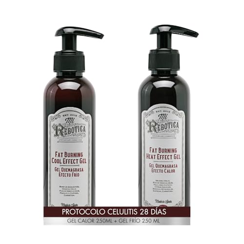 Mi Rebotica - Pack Protocolo AntiCelulítico Reductor Potente para Abdomen, Glúteos y Muslos, Reduce Grasa Localizada - Gel Efecto Frío (250 ml) + Gel Efecto Calor (250 ml)