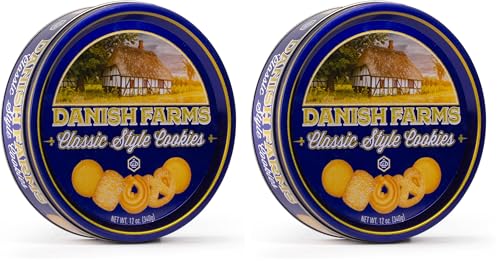 Image of Danish Farms Traditional Butter Cookies, 12-Oz. Blue Cookie Tin, Traditional Danish Recipe Butter Cookies for Dessert or Snack, Gift Cookie Tin, Retail Pack (Pack of 2)