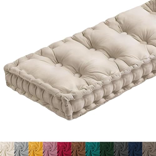 Yuly Coussin de Banc Interieur avec Poignée, Épaisseur 10 cm, Velours Coussin Banc pour Banquette Fenêtre, Interieur/Salon de Jardin Exterieur, Taille...