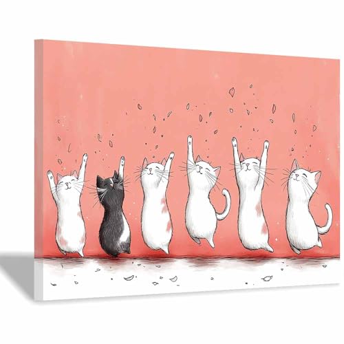 Poster chat mignon rose corail 60x90cm encadré TERUEA