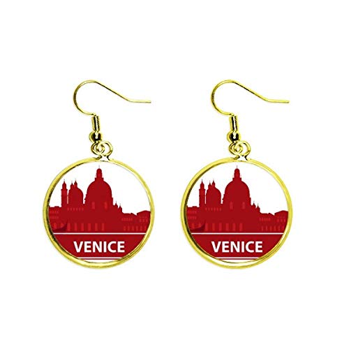 Pendientes Venecia dorados con patrón rojo el regalo ideal de mujer