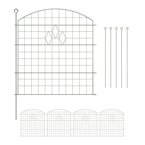 Relaxdays Valla Estanque, 5 Paneles, 78 x 76 cm, Reja Jardín Metálica, Set Verjas Huertos, Mascotas y Piscinas, Verde, Acero