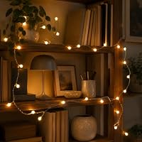 ZingBox Lichterkette Kugeln Batterie, 5M 50 LED, Warmweiß Kugel – Ansicht 4