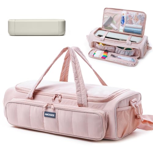Image of AMOIGEE Puff Carrying Case for Cricut Explore 5, Quilted Storage Bag for Die-Cutting Machine, Travel Craft Tote with Pockets for Vinyl, Tools, Mats and Cricut Accessories and Suppliers