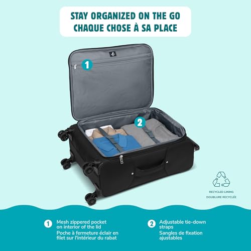 ATLANTIC Artisan III Large Checked Luggage — Expandable, Lightweight, Water-Resistant Suitcase with 8 Spinner Wheels and Lockable Zipper Puller Heads — Black, 28-inch image 6