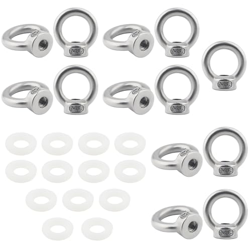 TIOMIOSEA Tuerca anular M6, acero inoxidable 304, tuerca de ojal, 13 unidades, tornillo de fijación de rosca interior anular, tuercas anulares, tornillos de anillo, para levantar accesorios