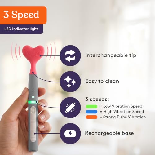 Image of Special Supplies Rechargeable Buzz Buddy Oral Motor Stimulation kit with 12 Soft Textured Interchangeable Heads, Calm Sensory Needs, Support Speech, and Stimulate Self Feeding (Grey)