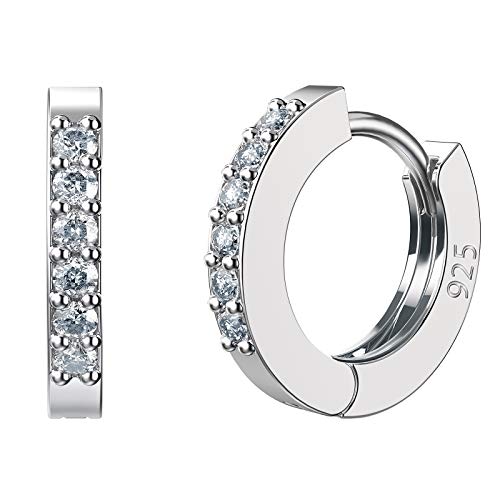 SWEETV 925 Sterling Silver Huggie Hoop Earrings for Women Girls-Tiny Small Cartilage Hoop Earring