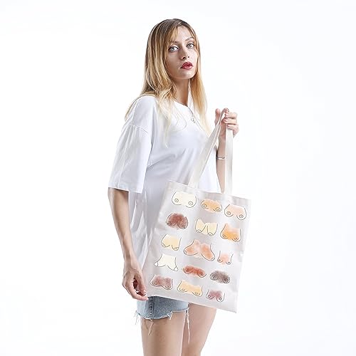 Bolso tote XYANFA para concienciación sobre el cáncer de mama, con mensaje de positividad corporal, igualdad y feminismo miniatura 5