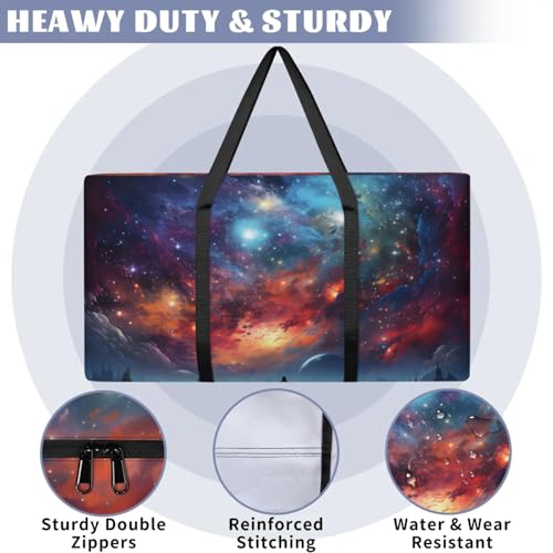 Glitter Galaxy Extra Large Moving Bags Heavy Duty Storage Bags Bright Galaxy Cloth Wrap Around Handles Double Zipper Reusable Convenient Foldable Storage Tote for Travel Camping Space Save3